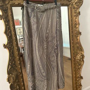 Ann Taylor Midi Wrap Skirt Paisley Belt